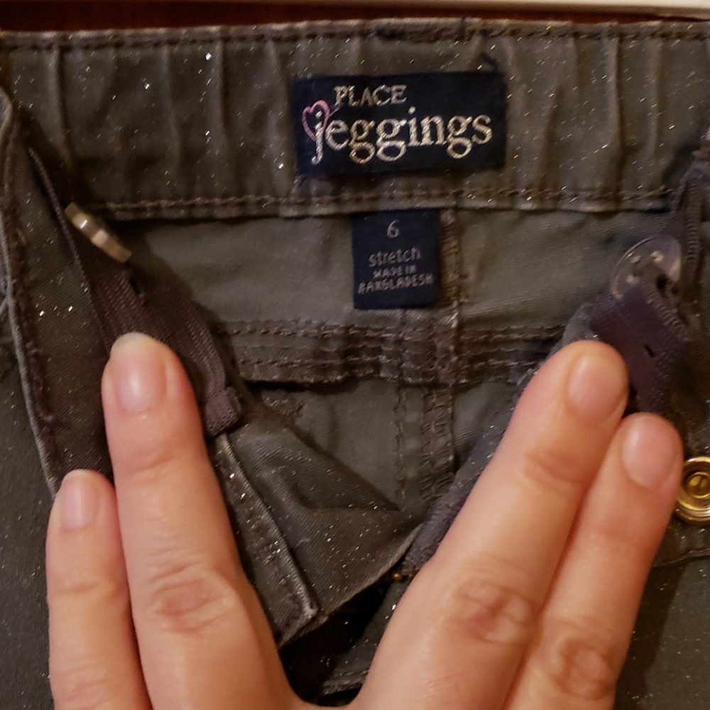 Gray w/ silver sparkle Jeggings - Picture 3 of 5